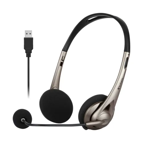 Verbatim Noise Cancelling USB Wired Headset with Boom Mic